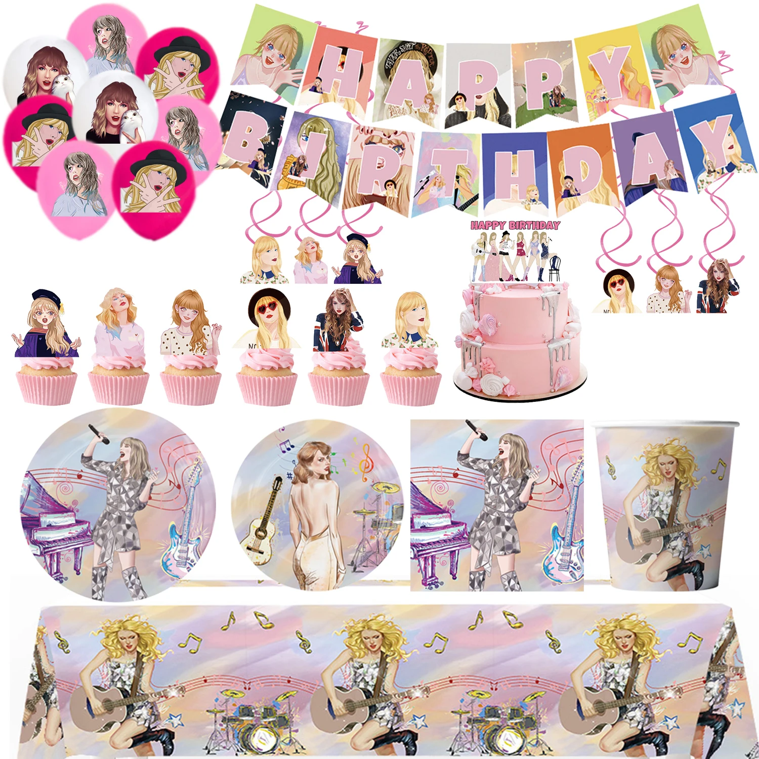 Cartoon Disney Star Taylor-Swift Tema Festa Di Compleanno Decorativo Stoviglie Usa E Getta Sfondo Palloncino Baby Shower Regalo Per Bambini