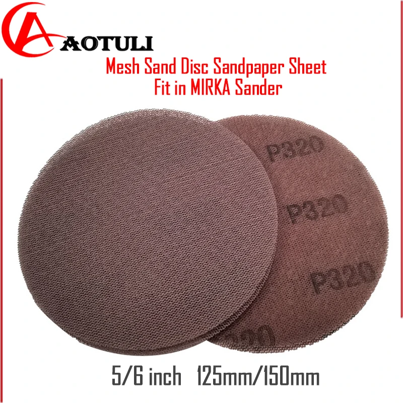 Fit In Mirka Sander 5/6 Inch125Mm/150Mm Dry-Grinding Mesh Pneumatico Rotondo Autoadesivo Mesh Sand Disc Foglio Di Carta Vetrata