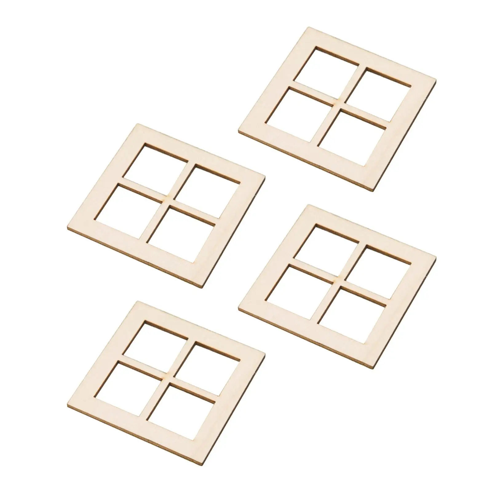 4 Pezzi 1/12 Finestre In Legno Non Verniciate A 4 Pannelli, Mini Persiane Fai Da Te, Mobili Per Casa Delle Bambole Finestra In Legno Per La Decorazion