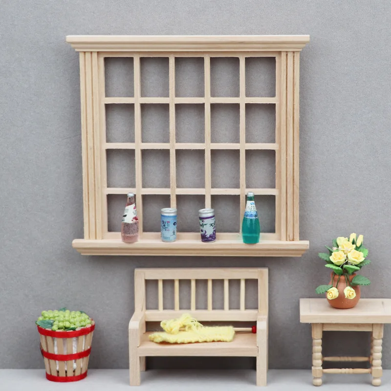 1:12 Dollhouse Square Window Frame Model Dollhouse 20 Pane Windows Dolls House Mini Accessori Per Mobili
