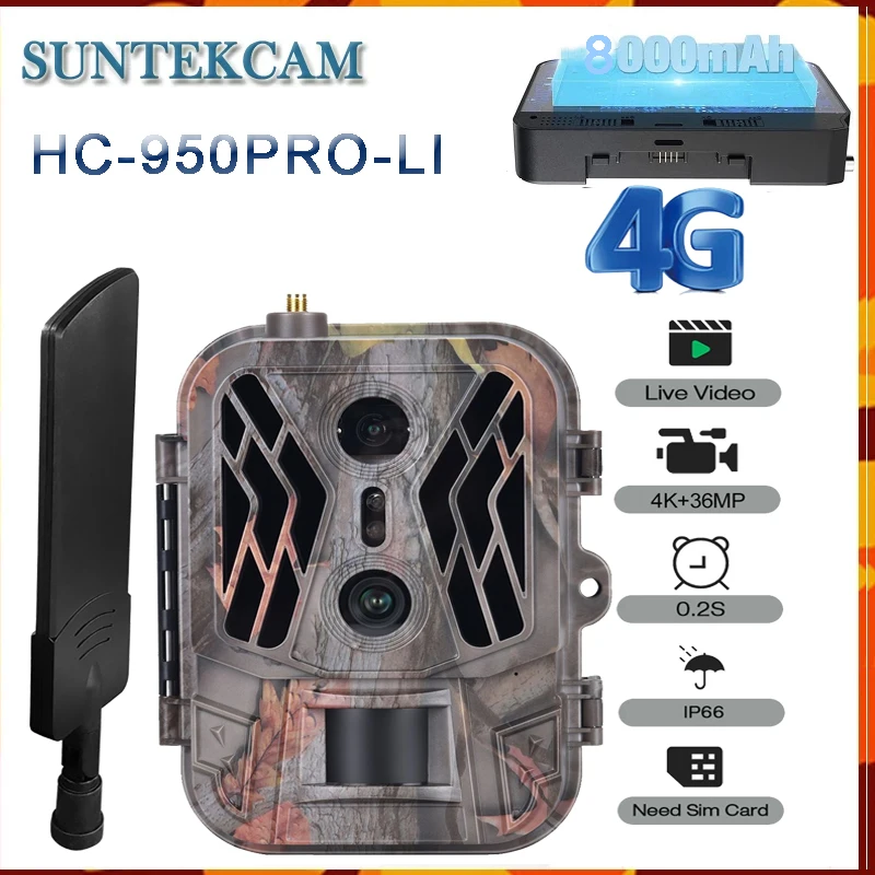 Muslimb 4G Live Video 8000Mah Iithium Batteria Cellulare Dual Lens Hunting Trail Camera 36Mp 4K Video Telecamera Ip65