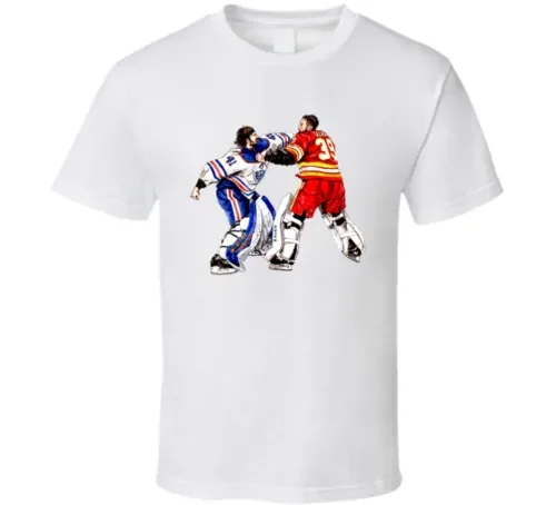 Cam Talbot Mike Smith Fight Battle Of Alberta T Shirt Maniche Lunghe O Corte