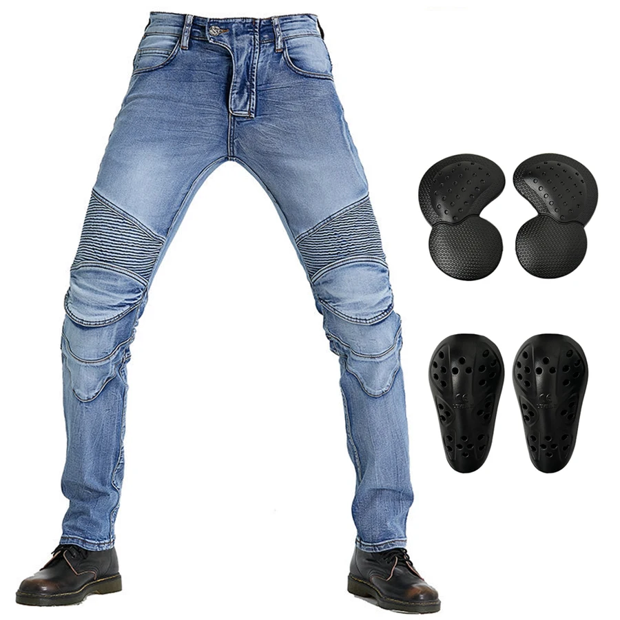 Uomo Quattro Stagioni Moto Retro Gear Jeans Outdoor Riding Gear Pants Warm Con Equipaggiamento Protettivo Moto Jeans Ginocchiere Rimovibili