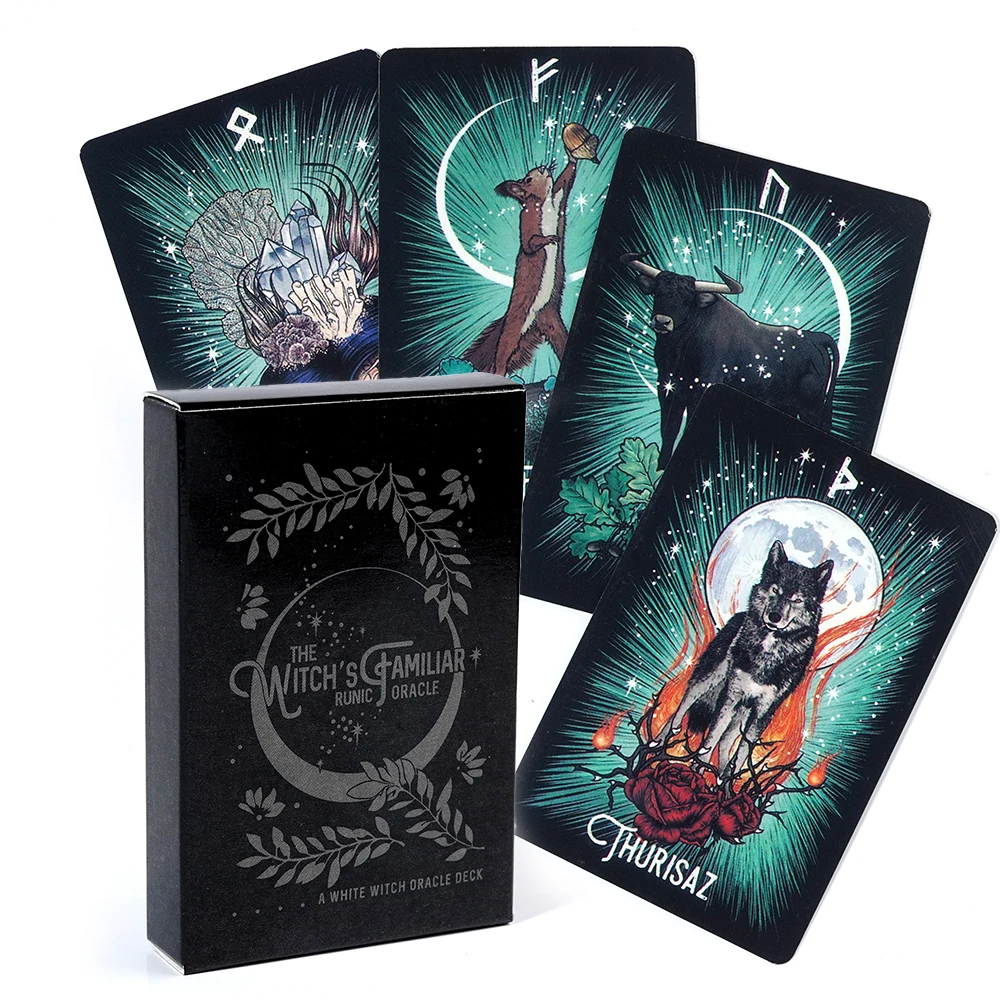 Witch'S Familiare Runic Oracle 24 Card Indie Tarot Deck Rune Rune Cards Animal Oracle Animal Viking Rune Tarot Deck Light Seerer