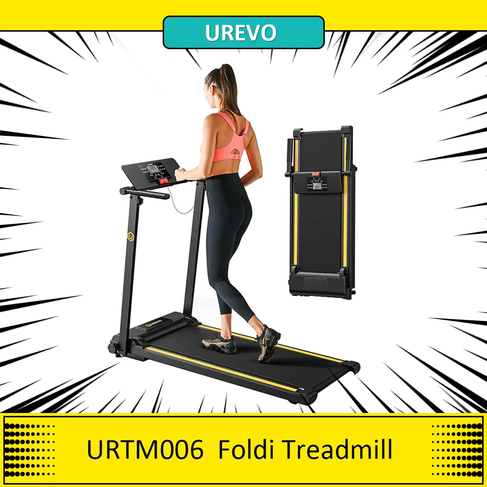 Urevo Urtm006 Mini Tapis Roulant Foldi, Velocità Massima 1-10 Km/H, Area Di Camminata 105*40Cm, Carico Massimo 100Kg, 12 Programmi Hiit Integrati