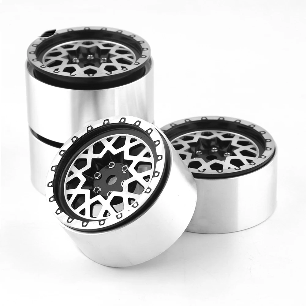 4 Pz Metallo 2.2 "Rhino Bordo Liscio Beadlock Cerchione Per 1/10 Rc Crawler Axial Scx10 Rr10 90053 Ax10 Wraith 90056 90045 90048