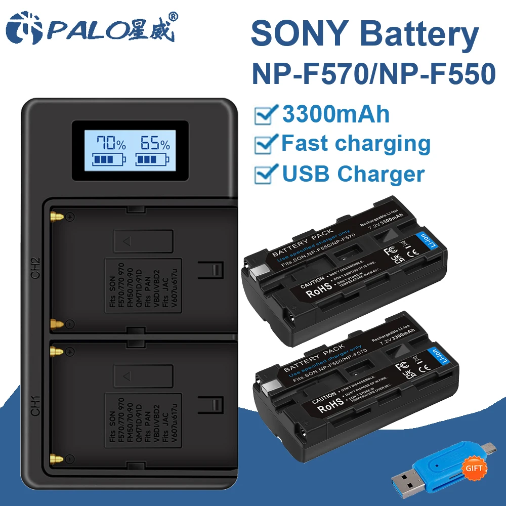 Np-F550 Np F550 Np-F570 Np F570 Batteria + Doppio Caricatore Lcd Per Sony Np-F330 Np-F530 Np-F570 Np-F730 Np-F750 Np-F960 Np-F970