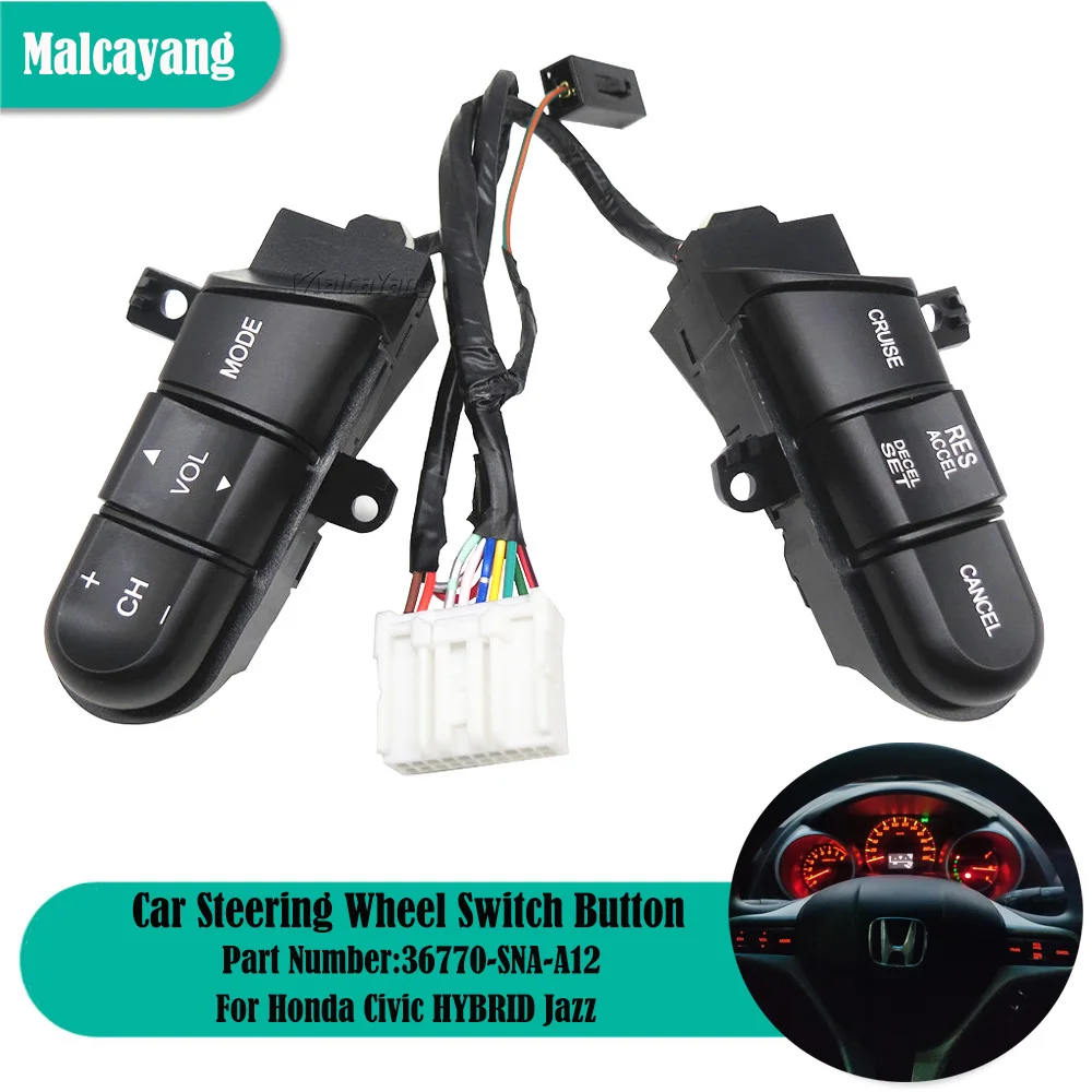 Muslimfor Honda Civic Hybrid Jazz 2006-2011 Muslimate Cruise Audio Pulsante Interruttore Di Controllo Del Volante Remoto