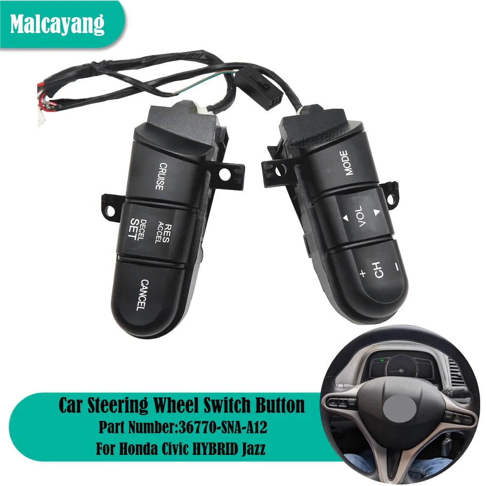 Muslimfor Honda Civic Hybrid Jazz 2006-2011 Muslimate Cruise Audio Pulsante Interruttore Di Controllo Del Volante Remoto