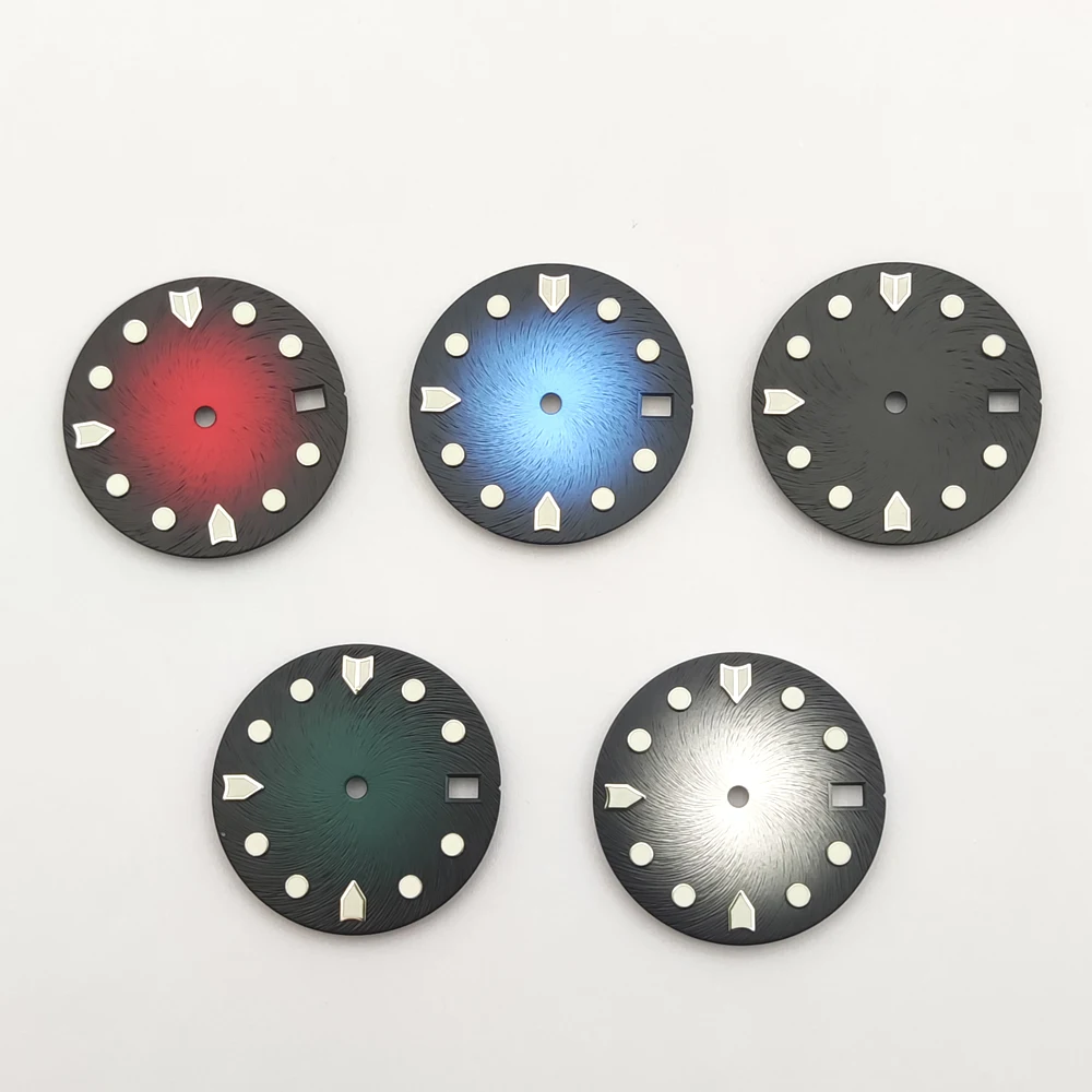 Lancette Dell'Orologio Luminose Verdi Da 28.5Mm Adatte Al Movimento Nh35 Nh35A Corona In Punto 3 Corona In Punto 3.8