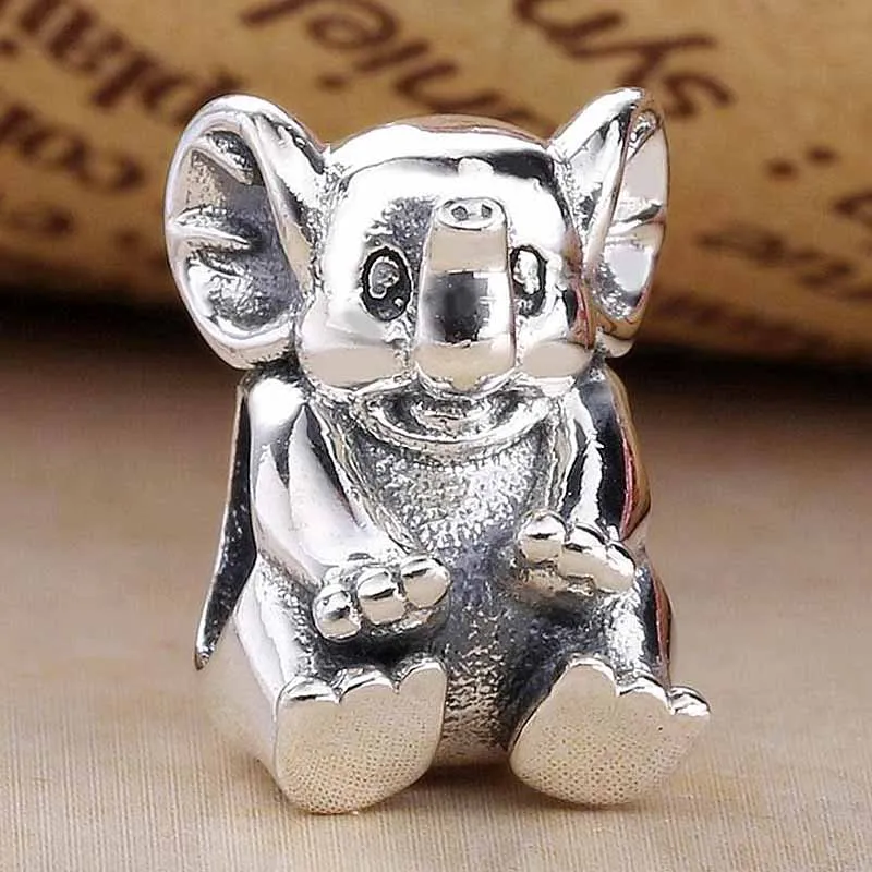 Original Animal Vintage Lucky Elephant Beads Fit 925 Sterling Silver Bead Charm Women Bracciale Bangle Jewelry