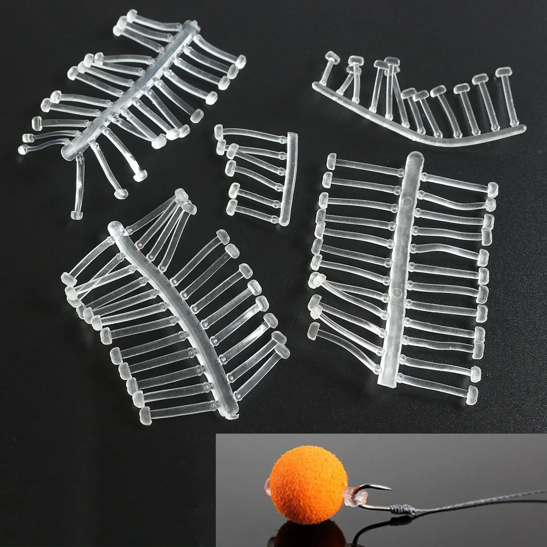 120 Pz/5 Fogli Carp Fishing Hair Rig Fishing Bait Stop Pop Up Rig Tappi Clear Color Boilie Inserti Strumenti Di Pesca