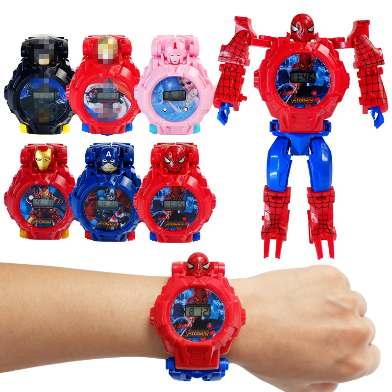 9 Style Disney Spiderman Frozen Children'S Watch Action Figures For Kids Marvel Ironman Superhero Watch Anime Figures Ragazzi Ragazze