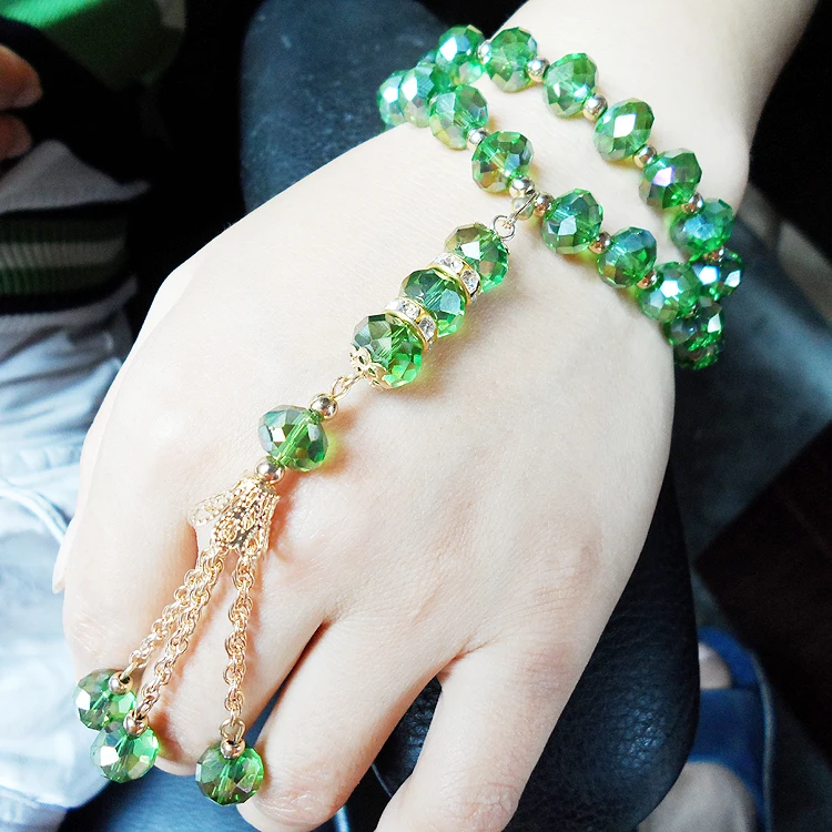 Fnaf Cozy Coful Mna-Mlimc. Limatexn 1 Terrier Green Islam Rosario Bead 2 Bracciale In Corda Stretch Preghiera Musulmana Perline Di Cristallo Bracciale