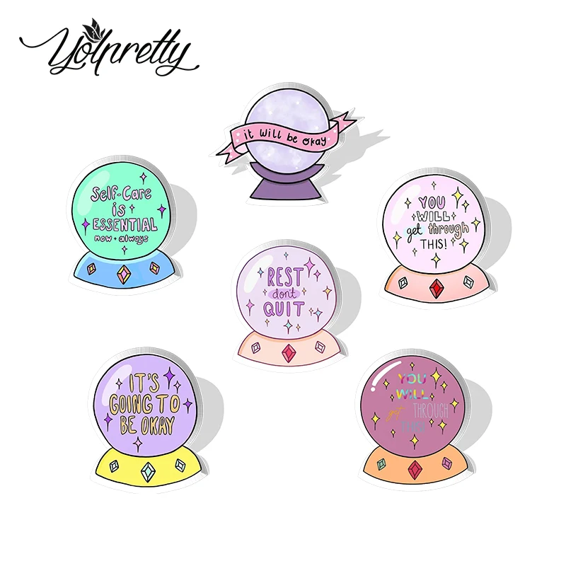 2023 Cartoon It Will Be Okey Ball Pattern Resina Acrilica Spille Epossidiche Bages Icon Accessori Per Gioielli