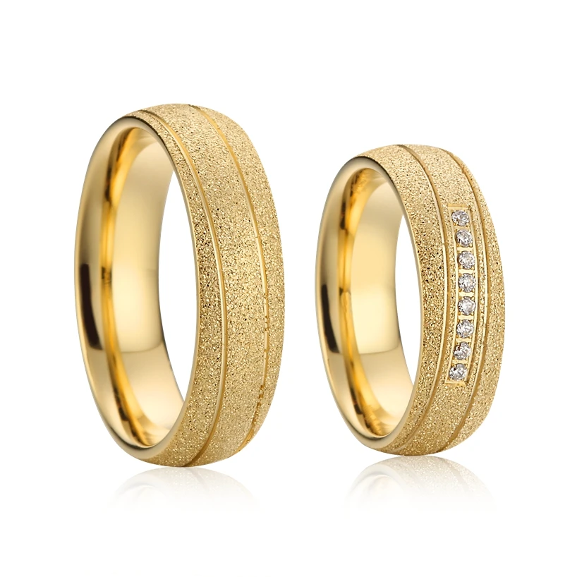 Set Di Fedi Nuziali Per Lui E Per Lei Per Coppie 8Mm Uomo Donna Matrimonio Alliance Dubai Gold Color Emery Jewelry Big Usa Size 14 15