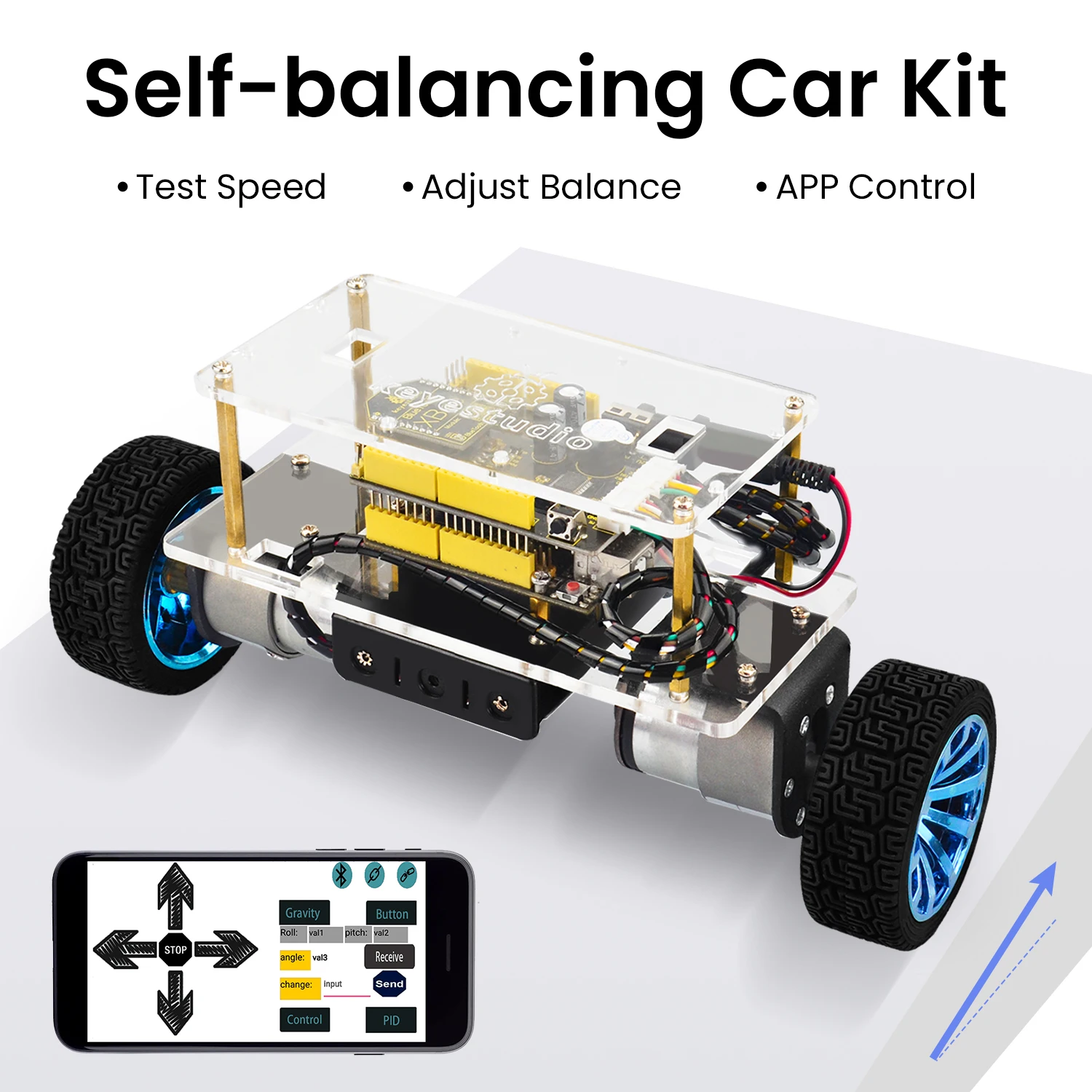 Keyestudio Kit Auto Robot Bilanciamento Autobilanciante Per Robot Arduino Auto Autobilanciante Kit Elettronico Fai-Da-Te/Kit Stelo Giocattoli Bambini