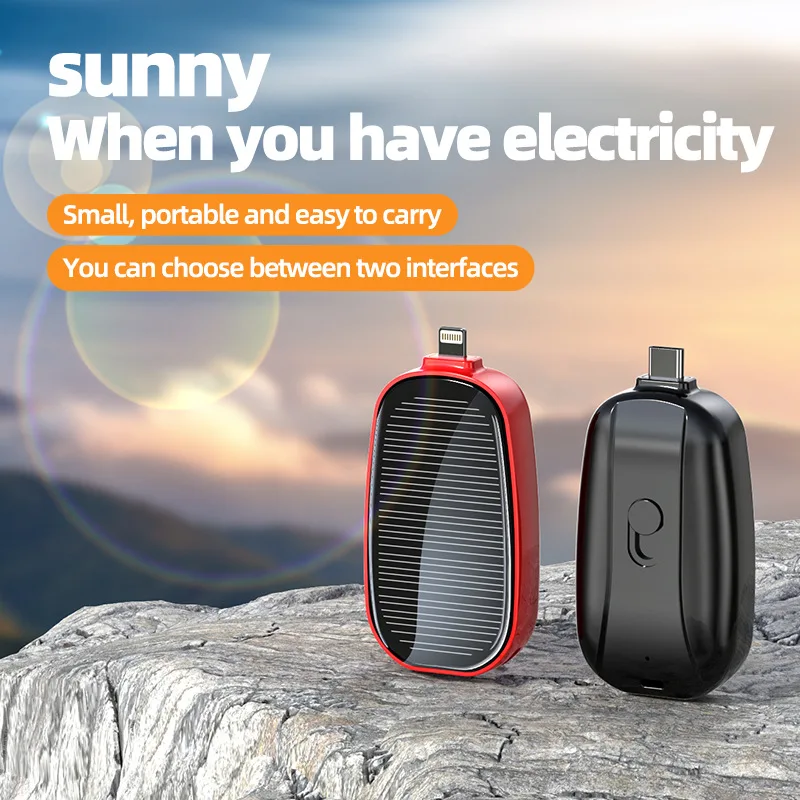 1200Mah Mini Power Bank Mobile Power Supply Outdoor Emergency Solar Wireless Power Bank Per Apple Iphone Android Type C