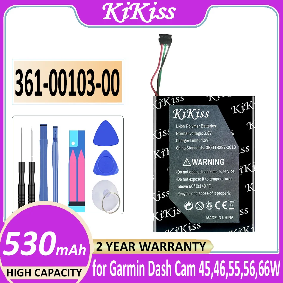 Batteria 361-00103-00 530Mah Per Garmin Dash Cam 45 46 55 56 66W Registratore Di Guida Bateria