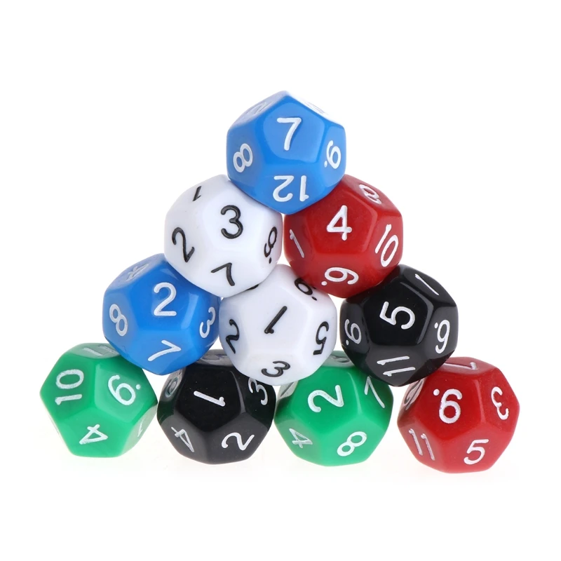 10X Cristallo Acrilico D12 12 Lati 20 Mm 0,70 Pollici Set Dadi Da Gioco Da Colorati