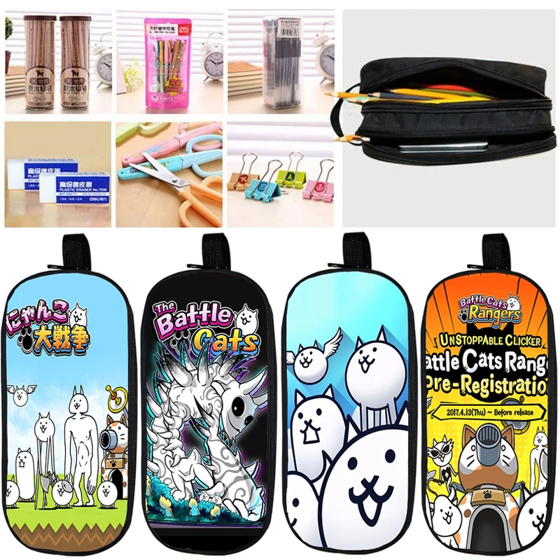 The Battle Cats Pencil Case Makeup Box Studenti Bambini Canvas Pen Bag Impermeabile Cartoon School Supplies Doppia Borsa Di Cancelleria