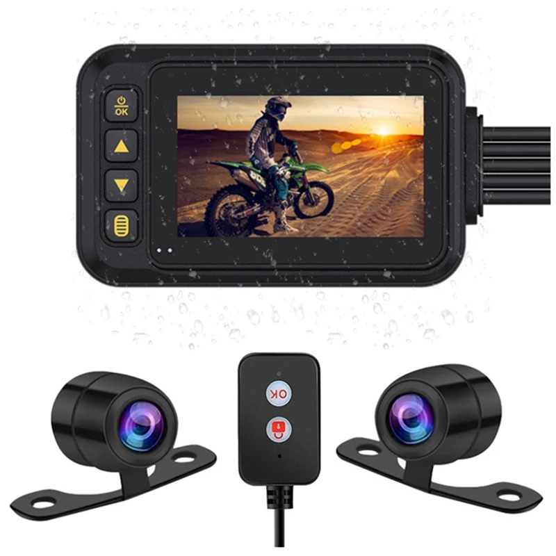 Schermo Da 3 Pollici Moto Dvr Dash Cam 1080P Hd View Dual Lens Camera Registratore Moto Impermeabile, Mt55