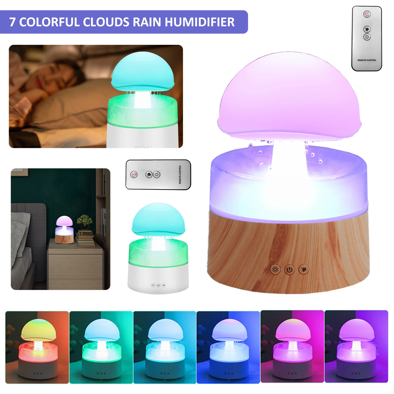 Umidificatore A Nuvola Di Pioggia Con Luce 500Ml Umidificatore A Pioggia Nuvola Luce Notturna 2000Mah Umidificatore A Nuvola Di Pioggia Gocciolamento 