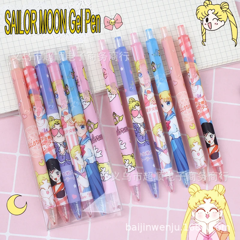 Sailor Moon Gel Pen Press Pencil Black Pen Tsukino Usagi Refill Student Exam Pen Special Writing Painting Toy 0.5Mm Kids Gift