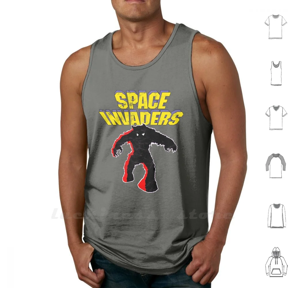 Space Invaders Retro Gaming Senza Maniche Canotta Vest Cotone Di Space Invaders Retro Gaming 70S Gamer Gioco Per Computer Joystick