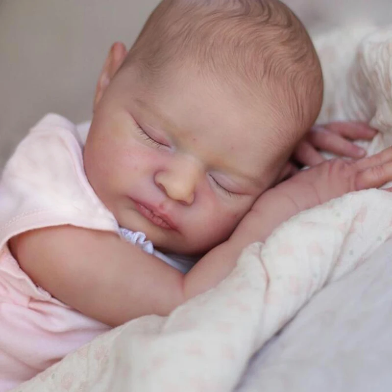 19 Pollici Laura Reborn Dolls Soft Cuddly Sleeping Baby Realistico 3D Pelle Dipinta Molti Dettagli Vene Reborn Baby Dolls Muecas Bebes