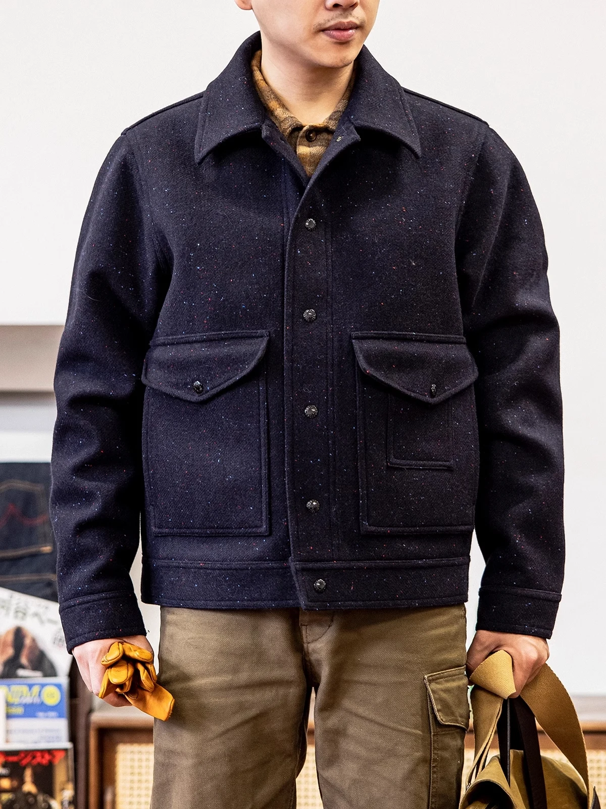 Red Tornado Colorful Dots Giacca Da Lavoro In Lana Da Uomo Yellowstone Mackinaw Cruiser Coat