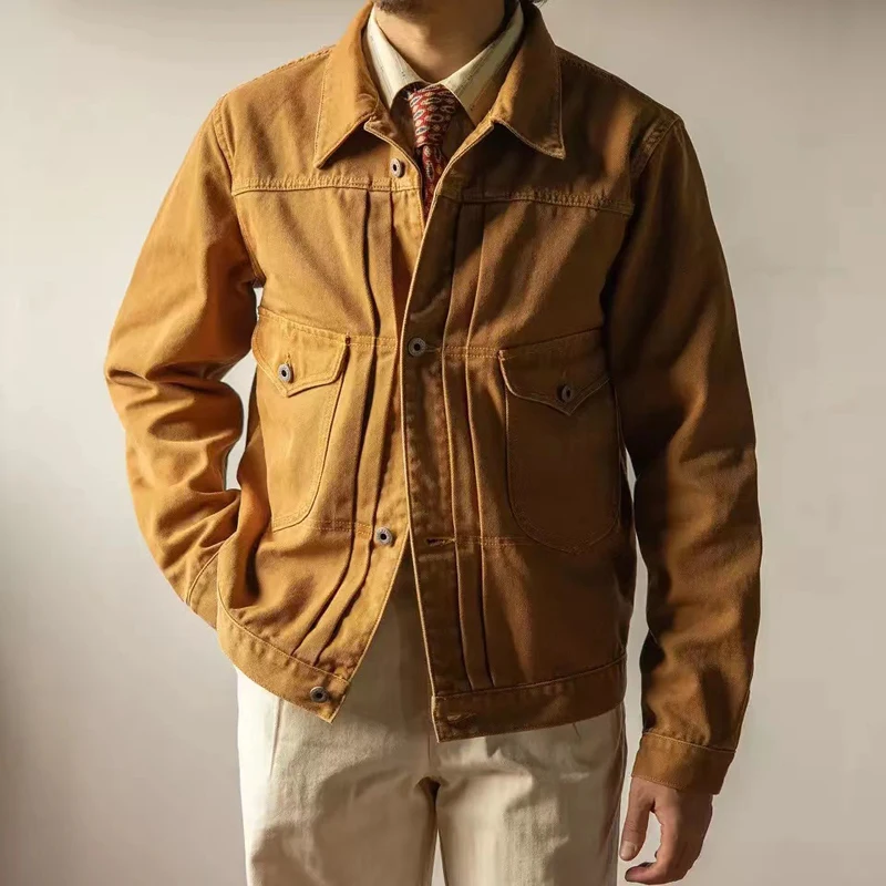 Red Tornado Canvas Ranch Jacket Capispalla Da Uomo Vintage Western Con Fibbia Sul Retro