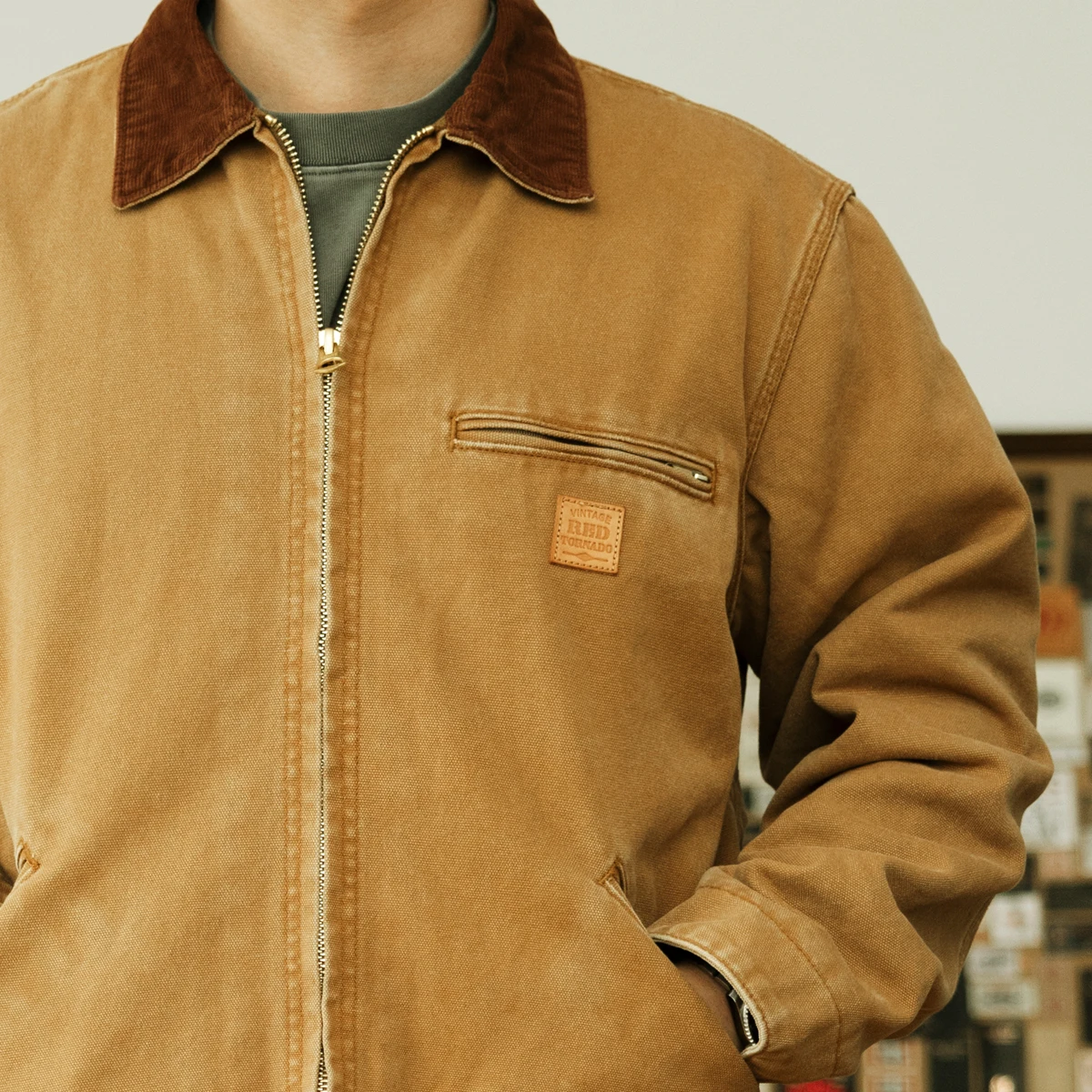 Red Tornado J01 Duck Detroit Jacket Coperta Foderata Rugged Men Workwear Coat Khaki