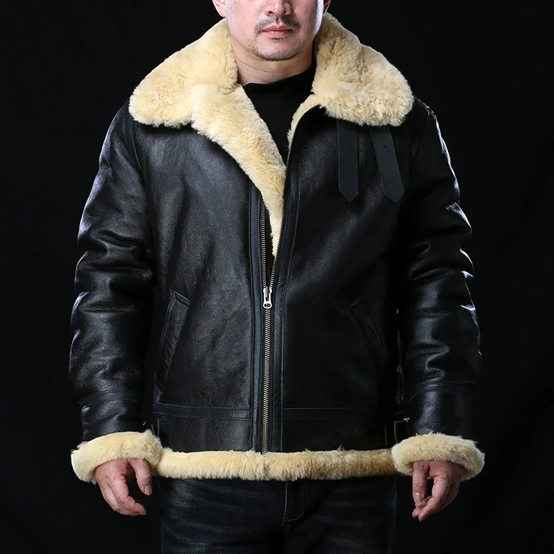 F1800 Red Tornado Taglia Europea Di Alta Qualità Super Caldo Cappotto In Vera Pelle Di Pecora Grande B3 Shearling Bomber Giacca Di Pelliccia Militare