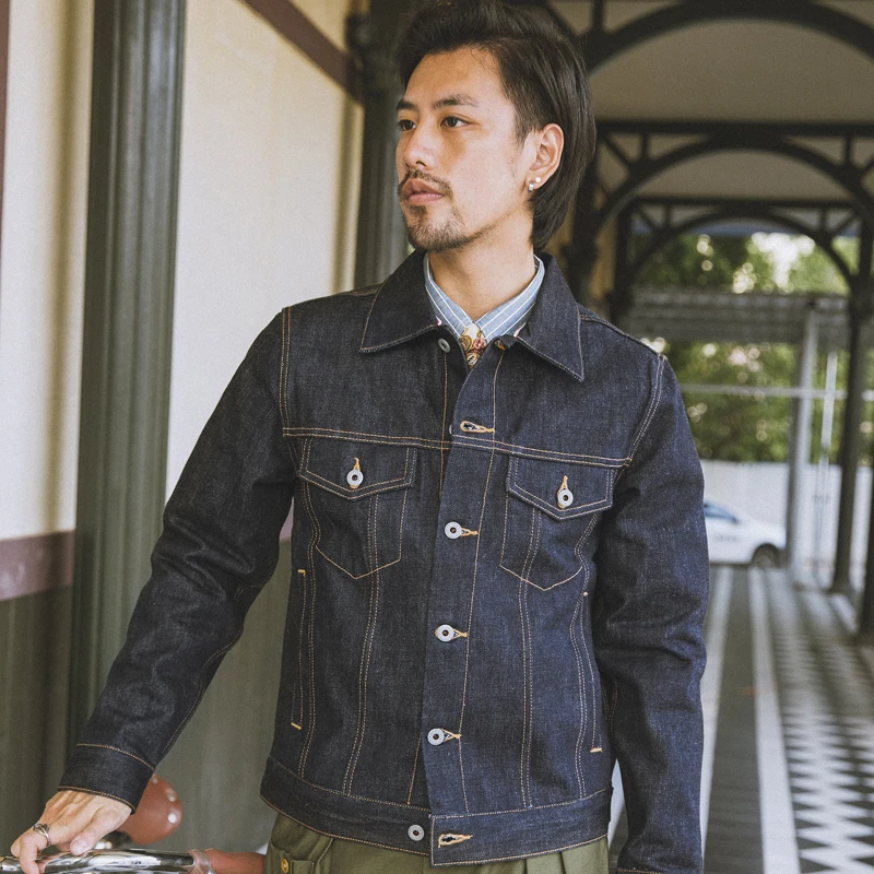 Red Tornado Classic Trucker Jean Jacket 16Oz Pink Line Selvage Denim Capispalla