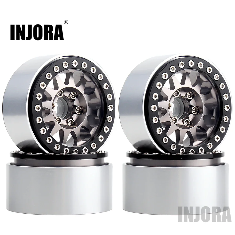 Injora 4 Pezzi Metallo 1.9 Beadlock Cerchione 12 Raggi Mozzo Ruota Per 1:10 Rc Crawler Axial Scx10 Ii 90046 Assiette Tamiya Mst