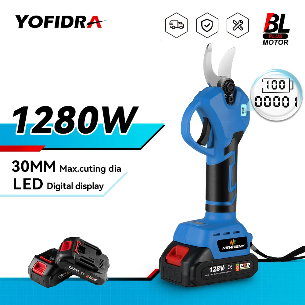 1280W 30Mm Brushless Electric Potatore Shear Cordless Ricaricabile Albero Da Frutto Bonsai Potatura Rami Strumento Per Makita 18V Batteria