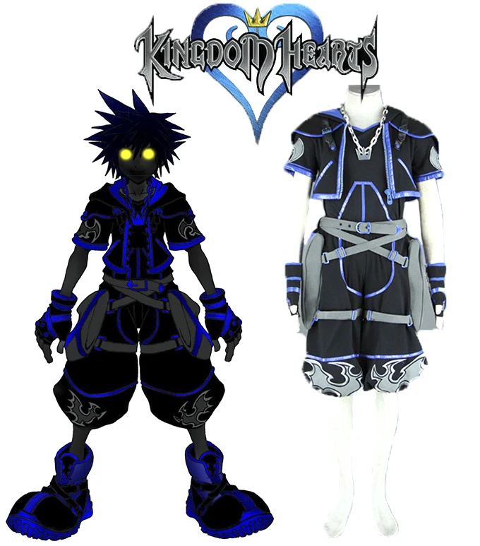Sora Dark Uniform Cosplay Kingdom Hearts Sora Anti Dark Cosplay Costume Custom Made Any Size Unisex