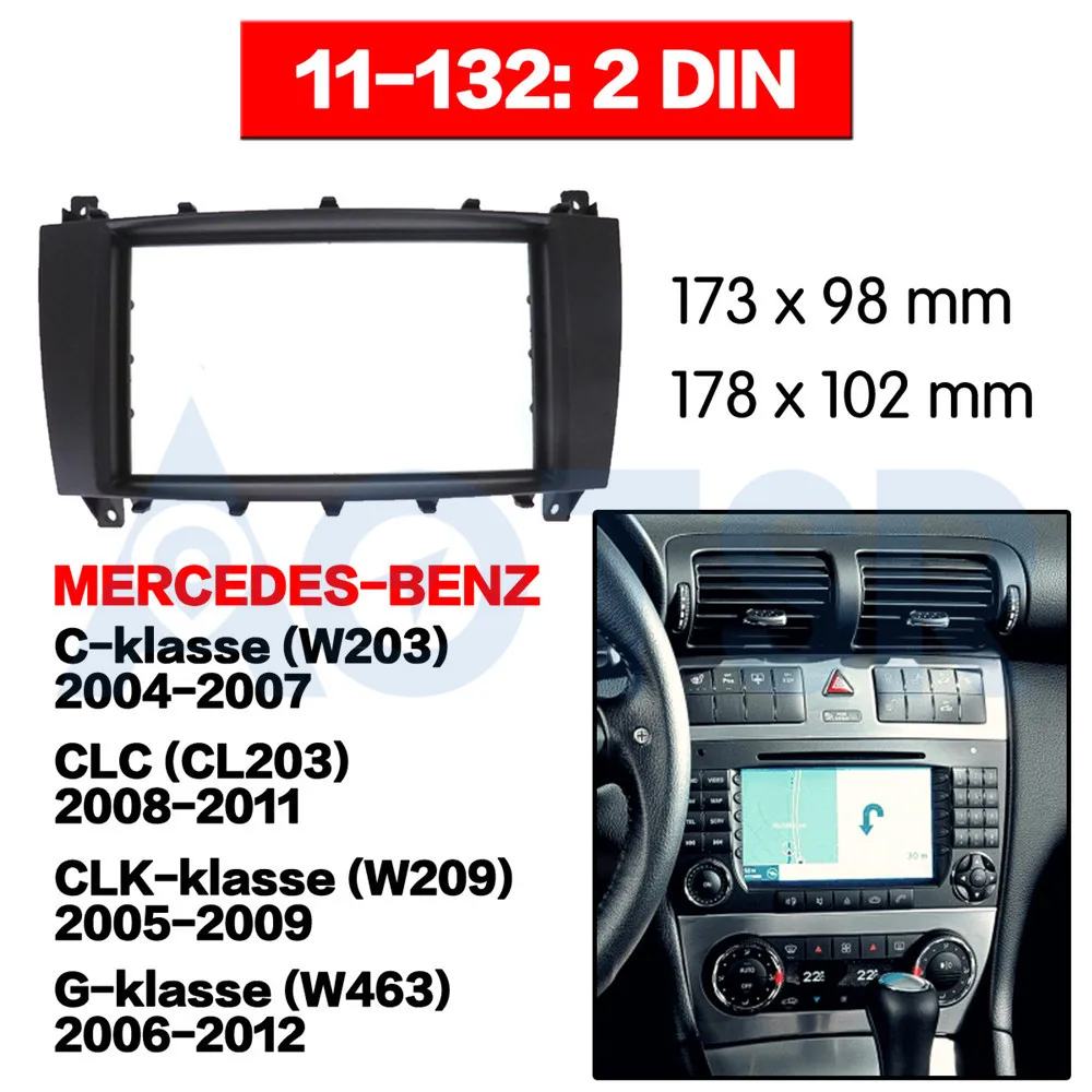 Kit Pannello Telaio 2Din Refitting Fascia Autoradio Seicane Per 2005 2006 2007 2008 2009 Mercedes Benz Classe C W203 Classe Glk C209