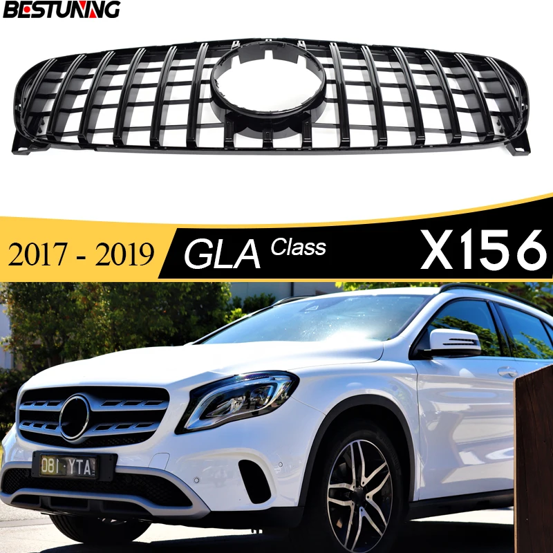 Griglia Anteriore In Plastica Abs Argento Nero Tipo Gtr Per Mercedes Benz 2017 - 2019 Gla Classe X156 (Facelifted) Gla 180 Gla 200 Gla 250