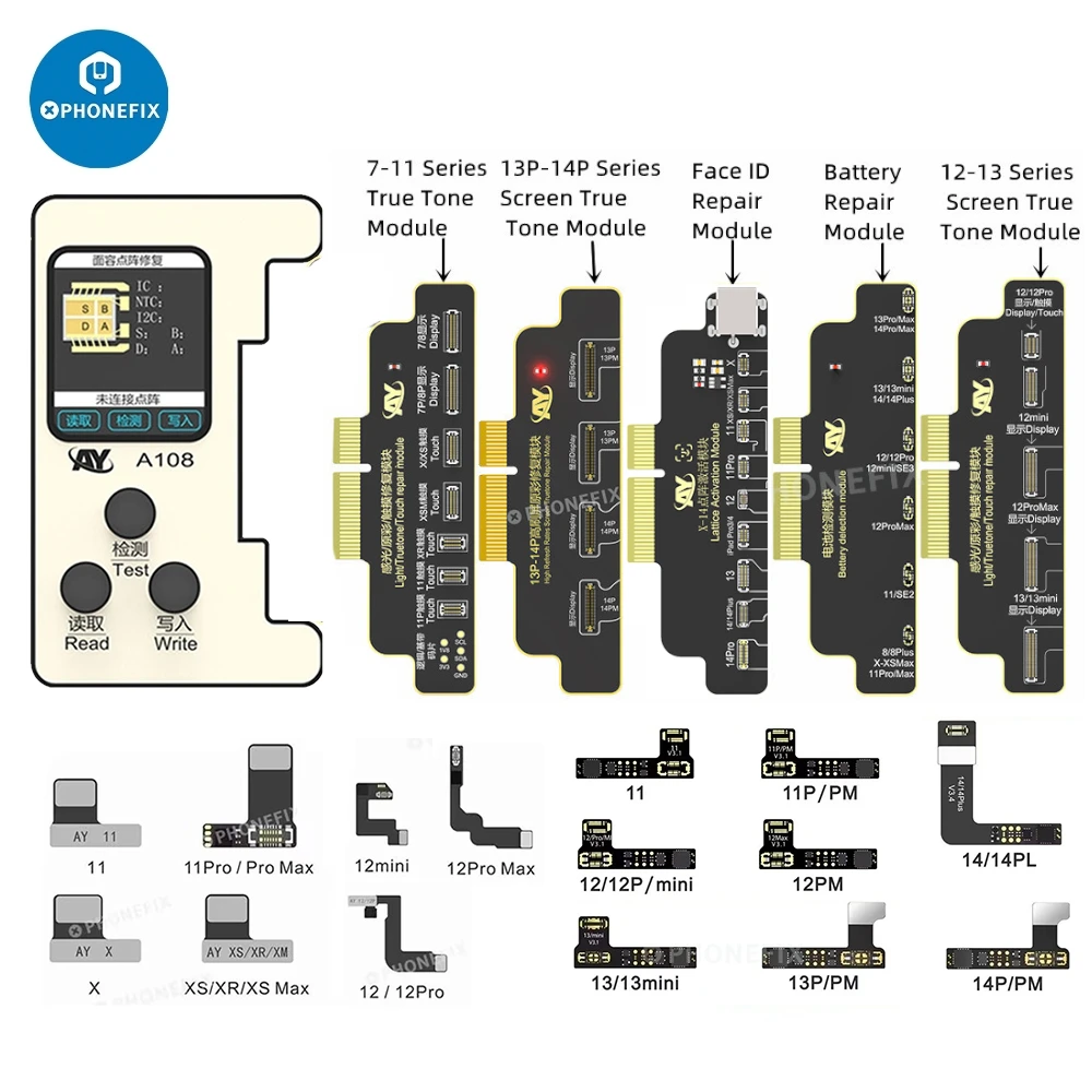 Ay A108 Face Id True Tone Battery Programmer Per Iphone X - 14Promax Dot Matrix Face Id Repair Cable Dot Projector Leggi Scrivi