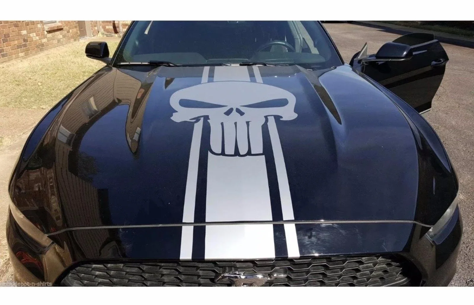 Per Decalcomania Dell'Auto Adesivo Per Cofano In Vinile Ford Mustang Shelby Sport Punisher Racing Stripes