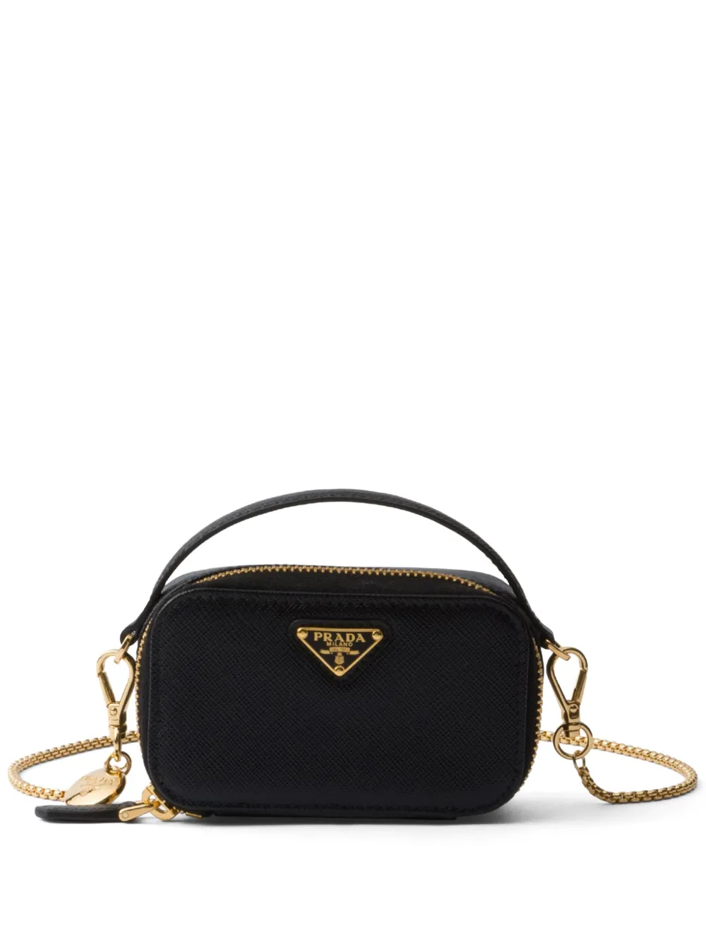 Prada Saffiano-leather triangle-logo mini bag - Nero