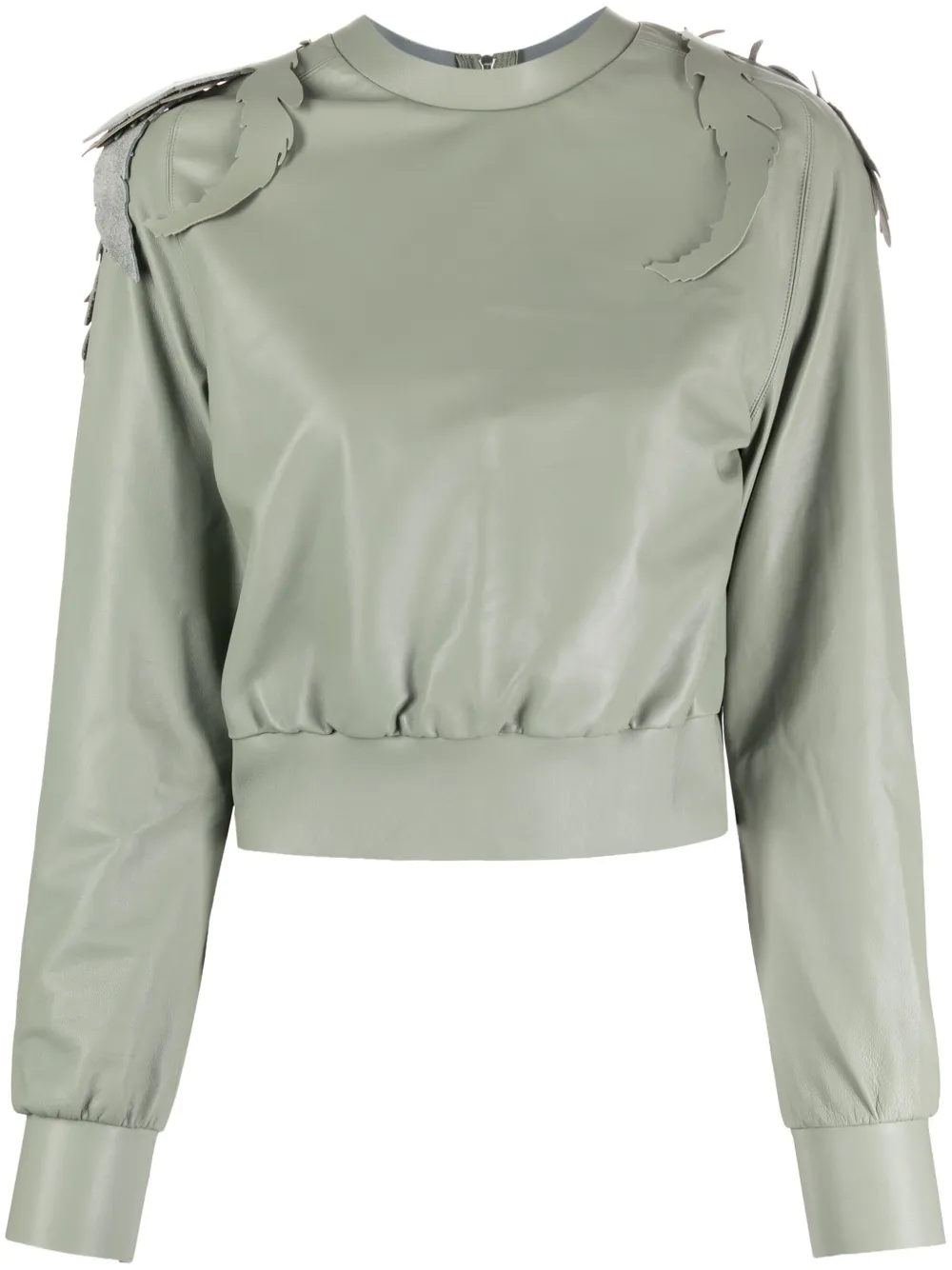Undercover leaf-embroidered leather sweatshirt - Verde