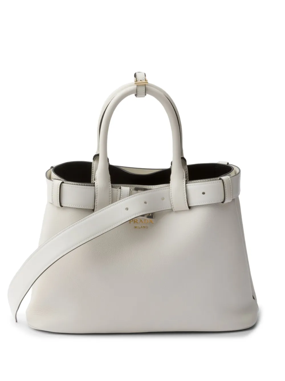 Prada medium belted leather handbag - Bianco