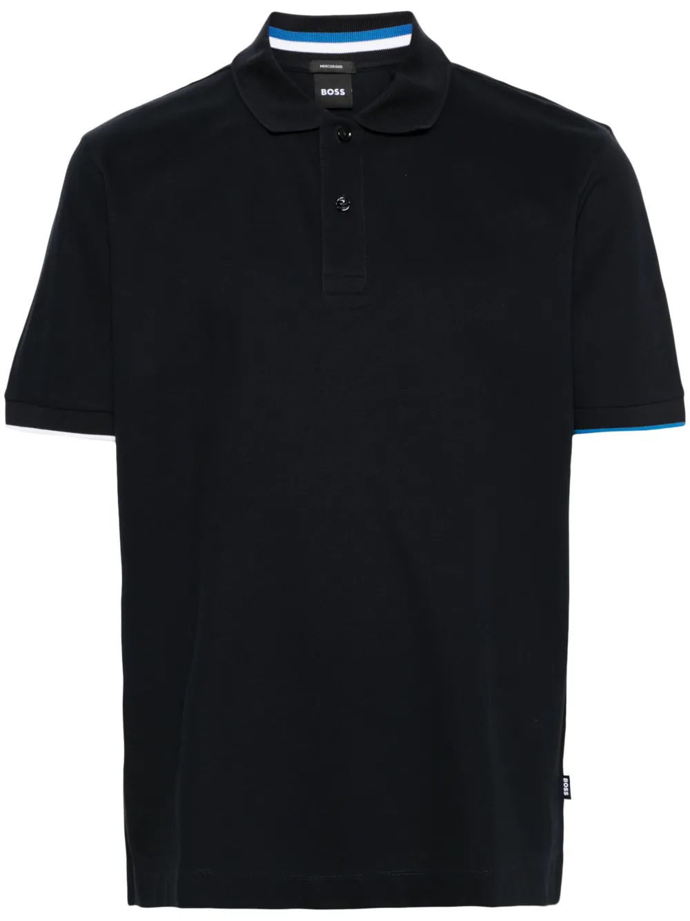 BOSS piqué-weave cotton polo shirt - Blu