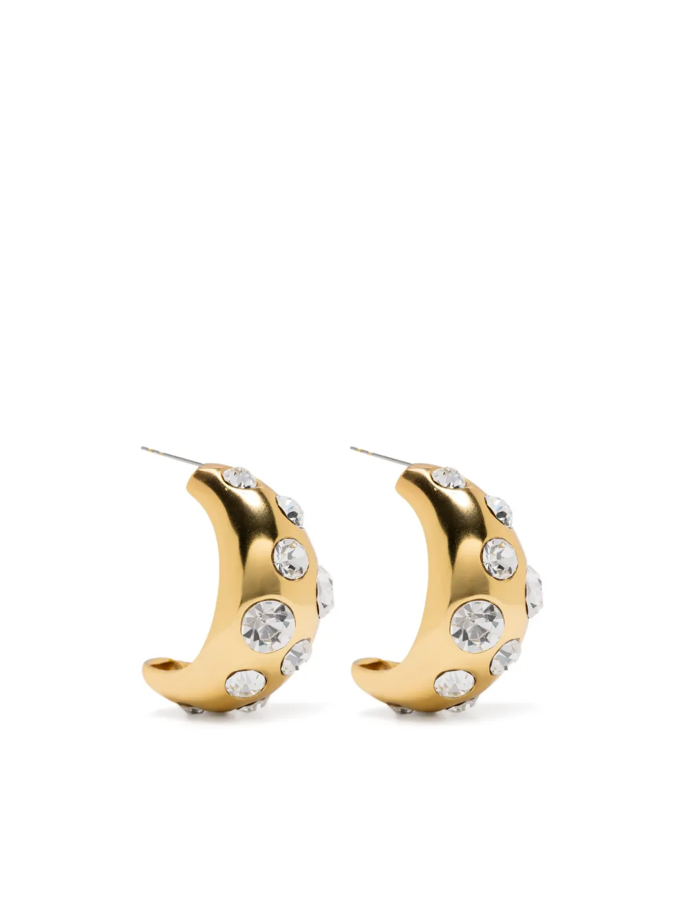 Blumarine chunky crystal embellished half hoops - Oro