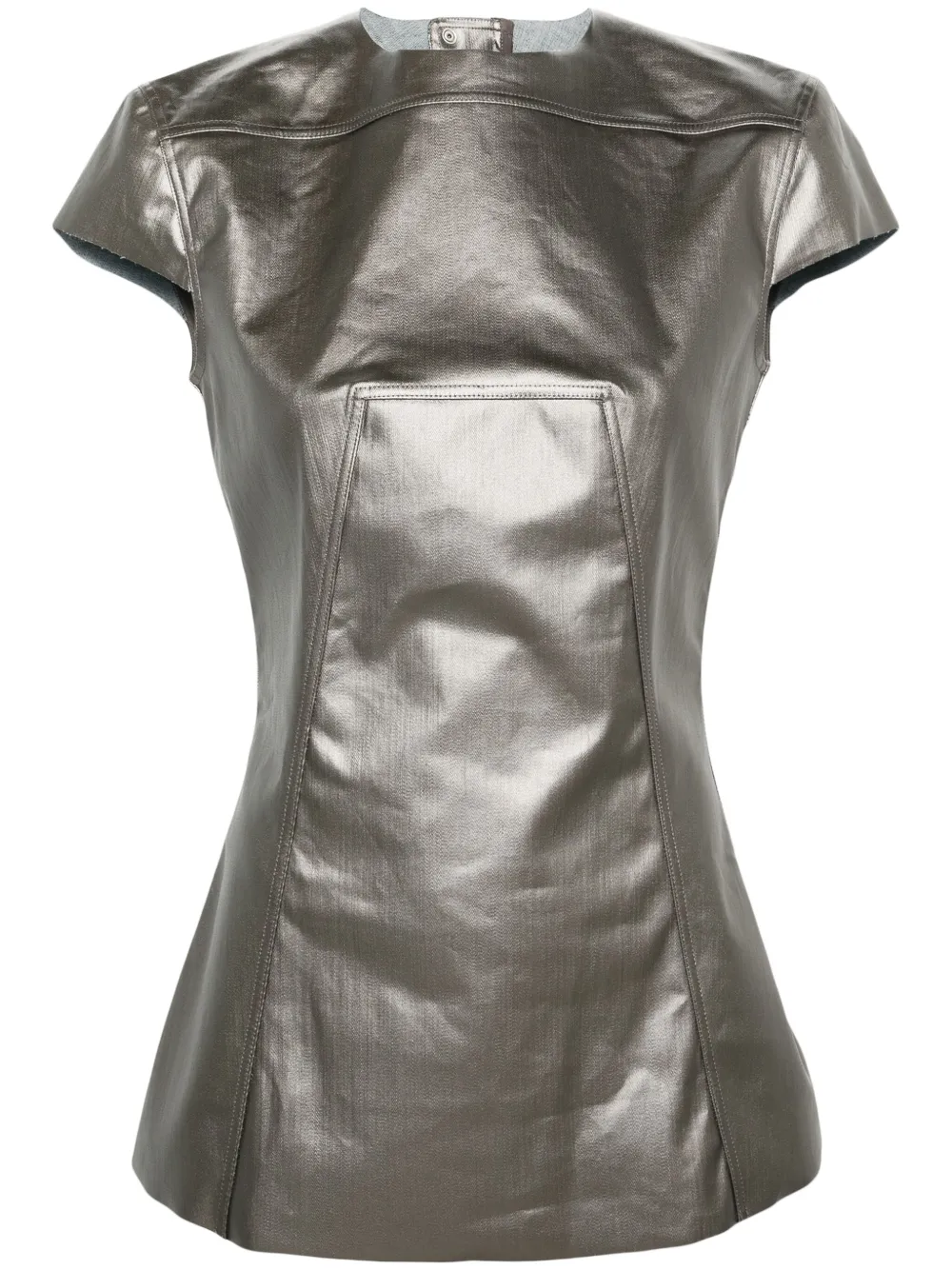 Rick Owens Edfu SS metallic-finish T-shirt - Argento