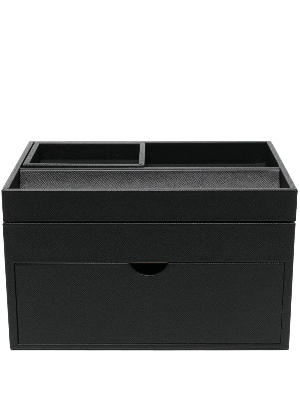 Smythson leather stationery organiser - Nero