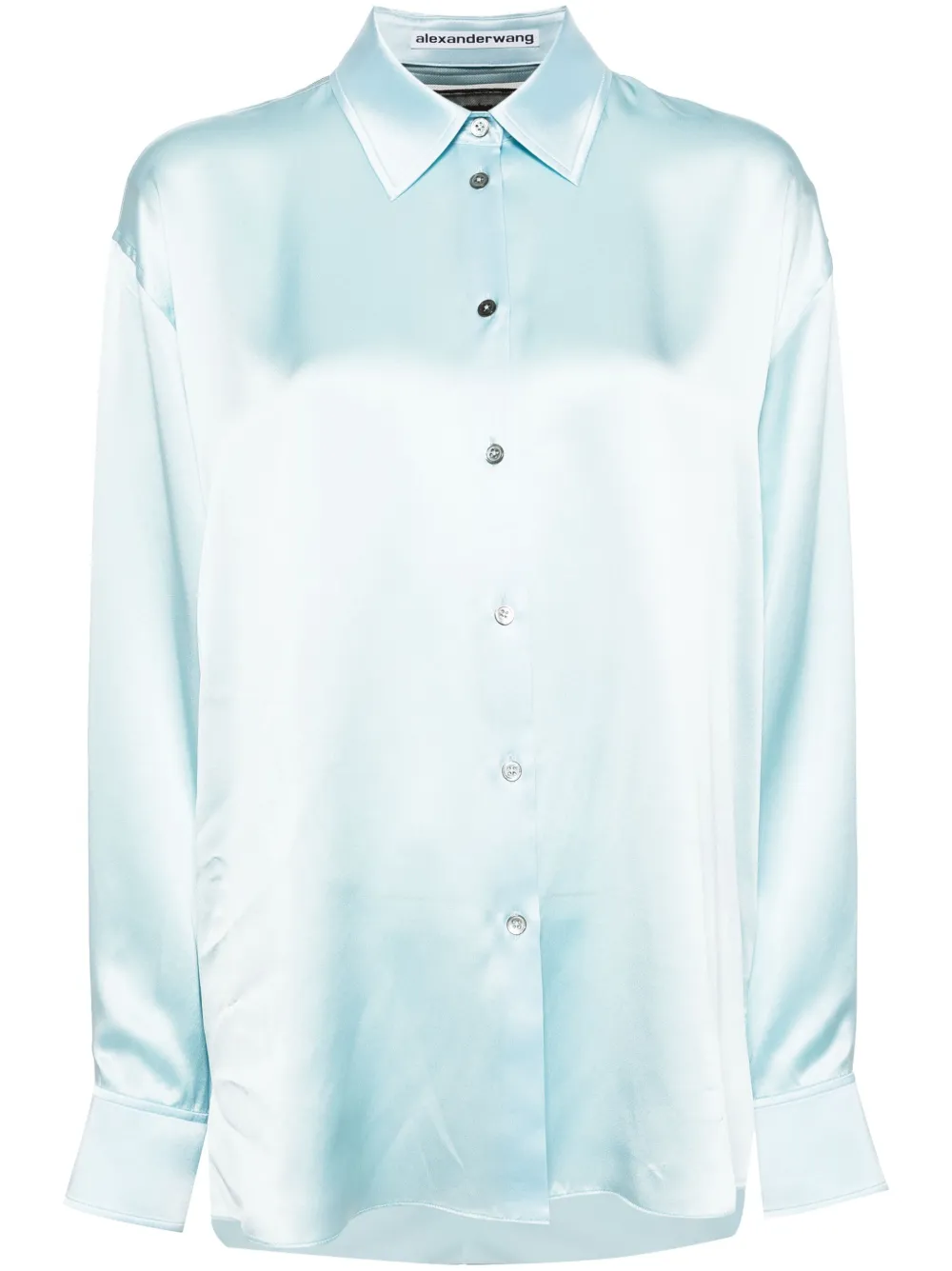 Alexander Wang tulle-panel silk shirt - Blu